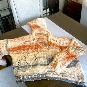 Boho Loose Fit, off the shoulder spring Knit free people sweater hoodie v-neck